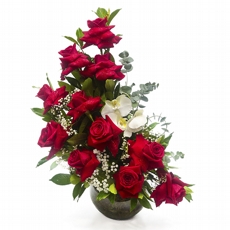 Arranjo de Rosas Colombianas com Orqudea
