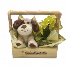 Cesta com Dog Caramelo e Mini Orqudea