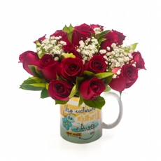 Arranjo de Rosas Vermelhas na caneca uso exclusivo da melhor V
