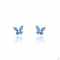 Brinco de Prata Borboleta Azul