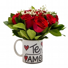 Arranjo de Rosas Vermelhas- Caneca Te amo