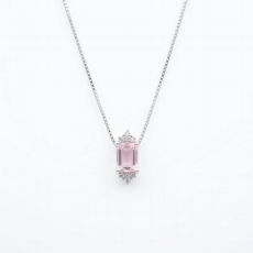 Colar De Prata Retangular Rosa