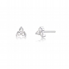 Brinco de Prata Tr�s Pontas Cravejado