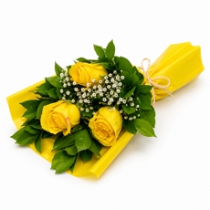 Ramalhete com 3 Rosas Amarelas Nacionais
