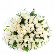 Buqu Exploso  de Rosas Brancas com 60 rosas