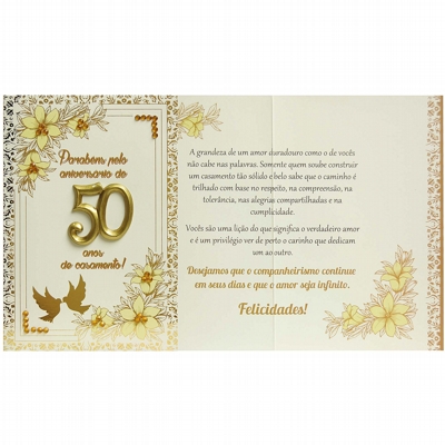Cartão Parabéns Pelo Aniversário 50 Anos De Casamento