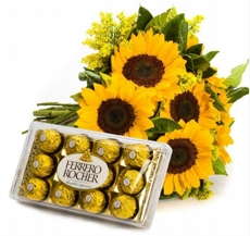 Buqu de Girassis e Ferrero